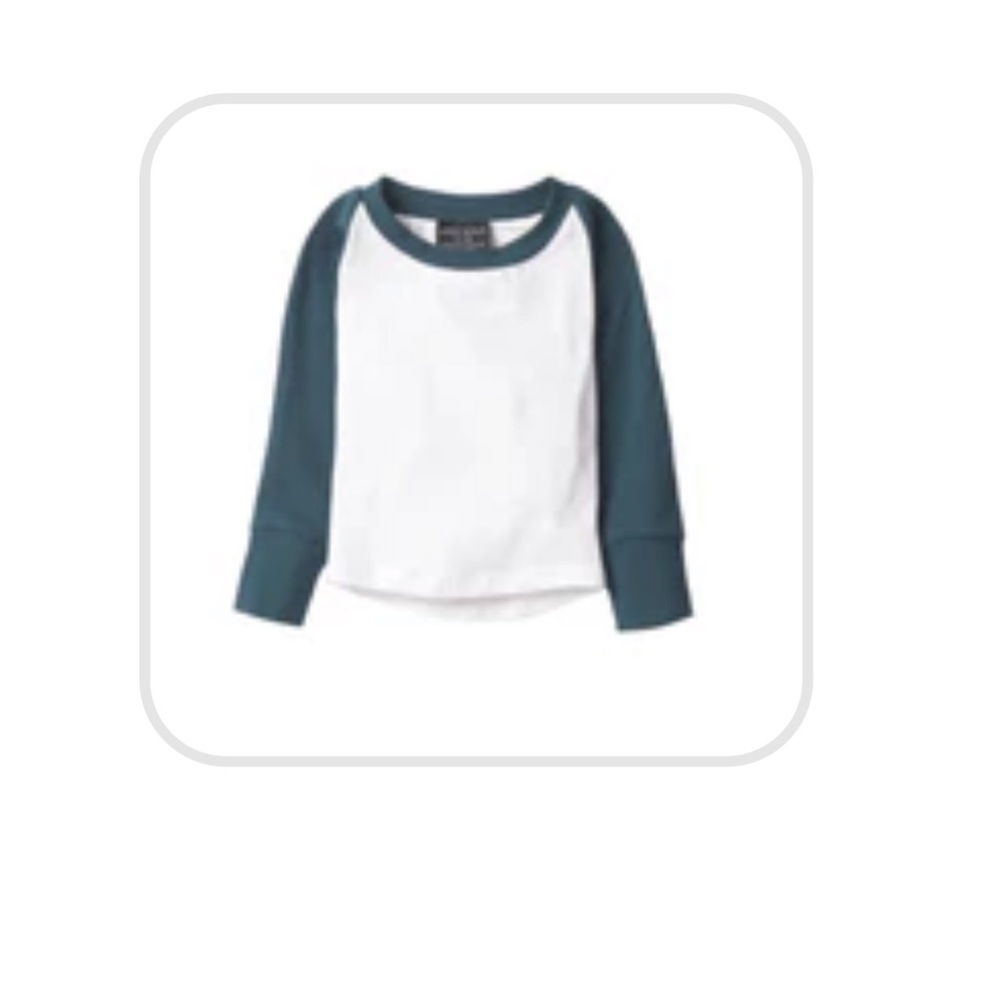 Little Bipsy Long Sleeve Baseball Tee - White and Dark Teal (Nightfall)